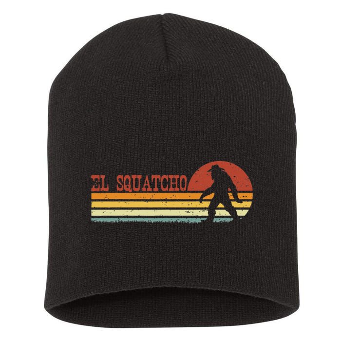 El Squatcho Funny Retro Stripes Bigfoot Cinco De Mayo Short Acrylic Beanie