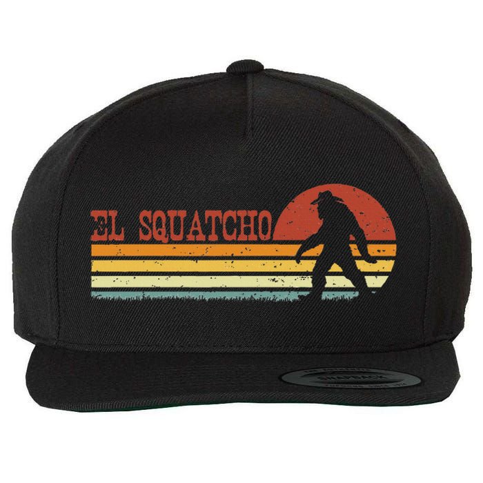 El Squatcho Funny Retro Stripes Bigfoot Cinco De Mayo Wool Snapback Cap