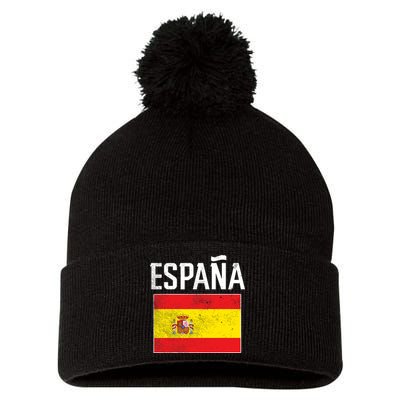 Espana Spain Flag Spanish Soccer Boys  Pom Pom 12in Knit Beanie