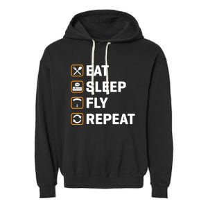 Eat Sleep Fly Repeat Paraglider Gift Garment-Dyed Fleece Hoodie