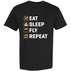 Eat Sleep Fly Repeat Paraglider Gift Garment-Dyed Heavyweight T-Shirt