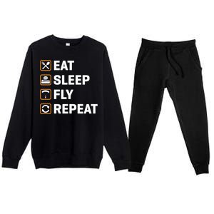 Eat Sleep Fly Repeat Paraglider Gift Premium Crewneck Sweatsuit Set