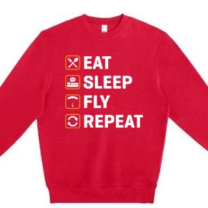 Eat Sleep Fly Repeat Paraglider Gift Premium Crewneck Sweatshirt