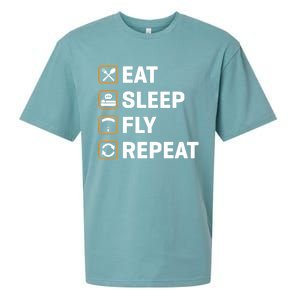 Eat Sleep Fly Repeat Paraglider Gift Sueded Cloud Jersey T-Shirt