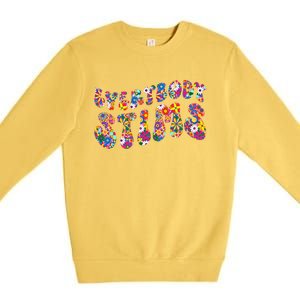 Everybody Stims Floral Neurodiversity Acceptance Sped Autism Gift Premium Crewneck Sweatshirt