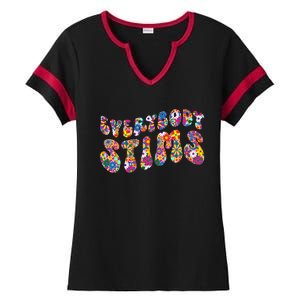 Everybody Stims Floral Neurodiversity Acceptance Sped Autism Gift Ladies Halftime Notch Neck Tee