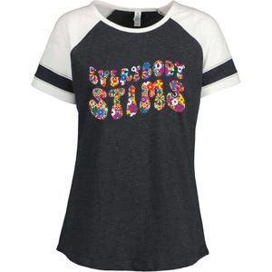 Everybody Stims Floral Neurodiversity Acceptance Sped Autism Gift Enza Ladies Jersey Colorblock Tee