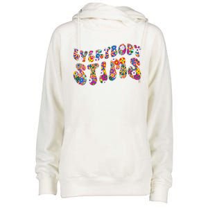 Everybody Stims Floral Neurodiversity Acceptance Sped Autism Gift Womens Funnel Neck Pullover Hood