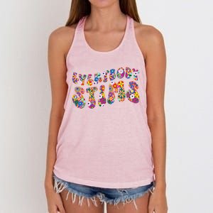 Everybody Stims Floral Neurodiversity Acceptance Sped Autism Gift Women's Knotted Racerback Tank