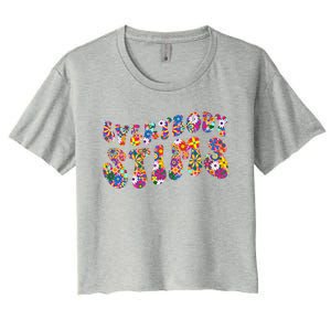 Everybody Stims Floral Neurodiversity Acceptance Sped Autism Gift Women's Crop Top Tee