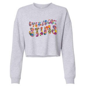 Everybody Stims Floral Neurodiversity Acceptance Sped Autism Gift Cropped Pullover Crew