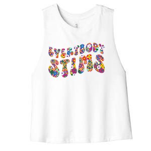 Everybody Stims Floral Neurodiversity Acceptance Sped Autism Gift Women's Racerback Cropped Tank