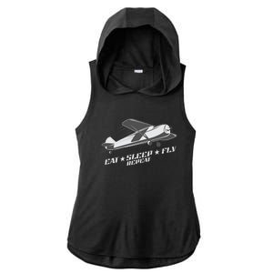 Eat Sleep Fly Repeat Great Gift Ladies PosiCharge Tri-Blend Wicking Draft Hoodie Tank