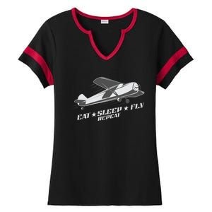 Eat Sleep Fly Repeat Great Gift Ladies Halftime Notch Neck Tee