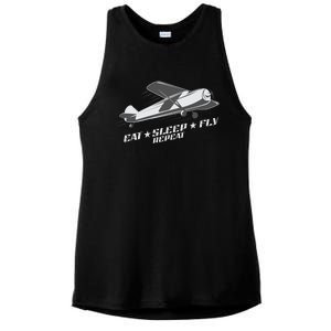 Eat Sleep Fly Repeat Great Gift Ladies PosiCharge Tri-Blend Wicking Tank