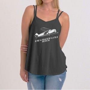 Eat Sleep Fly Repeat Great Gift Women's Strappy Tank