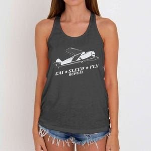 Eat Sleep Fly Repeat Great Gift Women's Knotted Racerback Tank