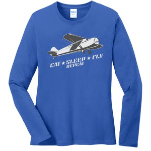 Eat Sleep Fly Repeat Great Gift Ladies Long Sleeve Shirt