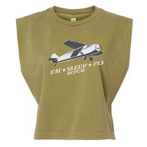 Eat Sleep Fly Repeat Great Gift Garment-Dyed Women's Muscle Tee