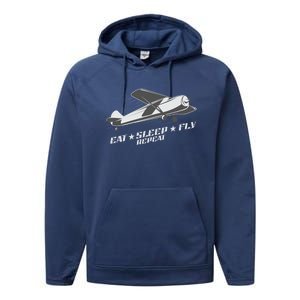 Eat Sleep Fly Repeat Great Gift Performance Fleece Hoodie