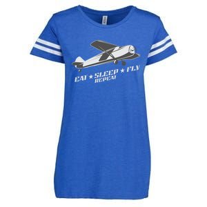 Eat Sleep Fly Repeat Great Gift Enza Ladies Jersey Football T-Shirt