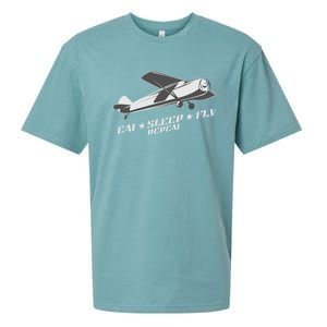 Eat Sleep Fly Repeat Great Gift Sueded Cloud Jersey T-Shirt