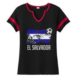 El Salvador Flag Jersey Salvadorean Soccer Team Salvadorean Ladies Halftime Notch Neck Tee