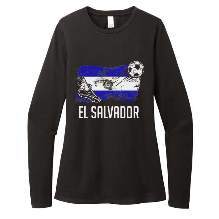 El Salvador Flag Jersey Salvadorean Soccer Team Salvadorean Womens CVC Long Sleeve Shirt