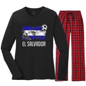 El Salvador Flag Jersey Salvadorean Soccer Team Salvadorean Women's Long Sleeve Flannel Pajama Set 