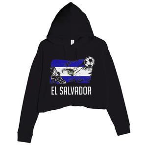 El Salvador Flag Jersey Salvadorean Soccer Team Salvadorean Crop Fleece Hoodie