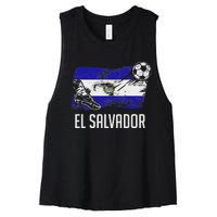 El Salvador Flag Jersey Salvadorean Soccer Team Salvadorean Women's Racerback Cropped Tank