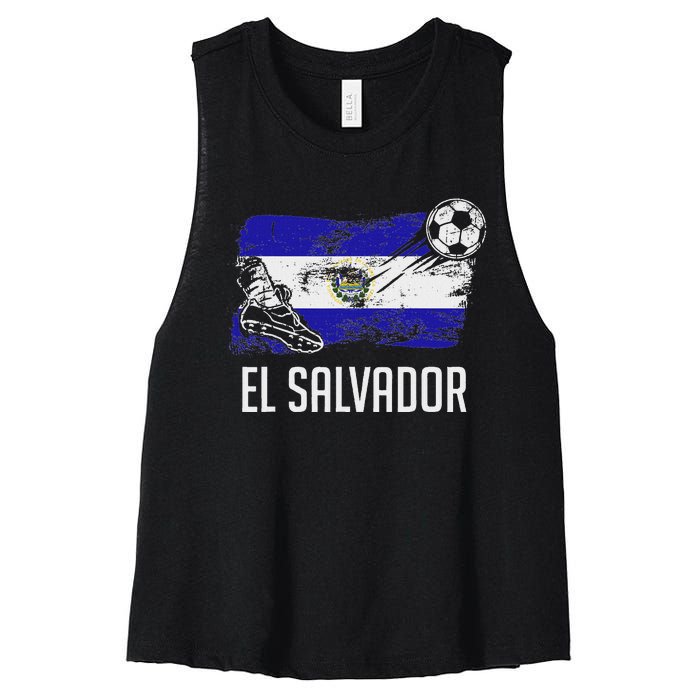 El Salvador Flag Jersey Salvadorean Soccer Team Salvadorean Women's Racerback Cropped Tank