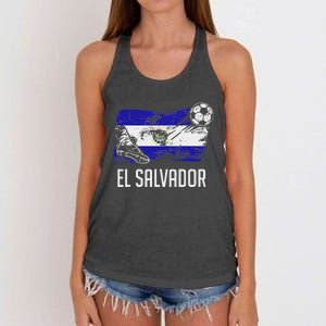 El Salvador Flag Jersey Salvadorean Soccer Team Salvadorean Women's Knotted Racerback Tank