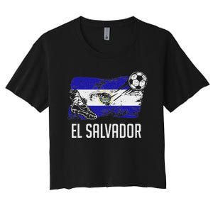 El Salvador Flag Jersey Salvadorean Soccer Team Salvadorean Women's Crop Top Tee