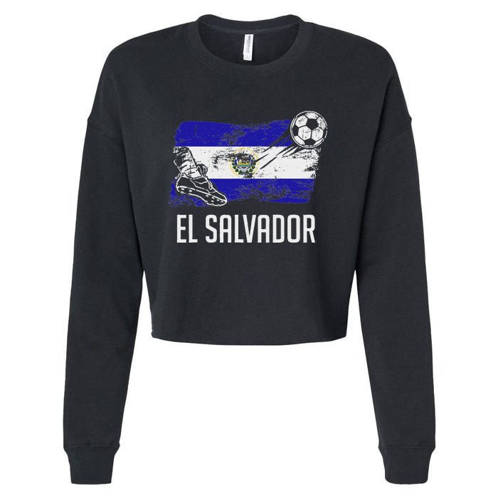 El Salvador Flag Jersey Salvadorean Soccer Team Salvadorean Cropped Pullover Crew