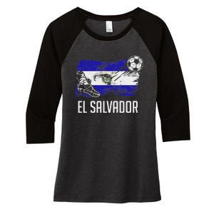 El Salvador Flag Jersey Salvadorean Soccer Team Salvadorean Women's Tri-Blend 3/4-Sleeve Raglan Shirt