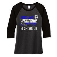 El Salvador Flag Jersey Salvadorean Soccer Team Salvadorean Women's Tri-Blend 3/4-Sleeve Raglan Shirt