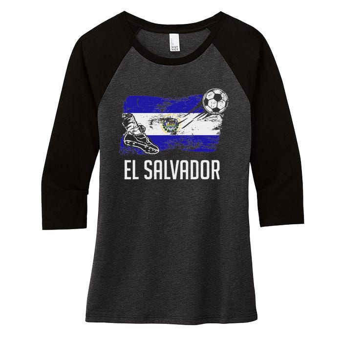 El Salvador Flag Jersey Salvadorean Soccer Team Salvadorean Women's Tri-Blend 3/4-Sleeve Raglan Shirt