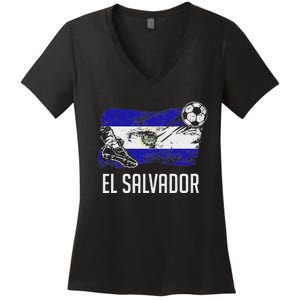 El Salvador Flag Jersey Salvadorean Soccer Team Salvadorean Women's V-Neck T-Shirt