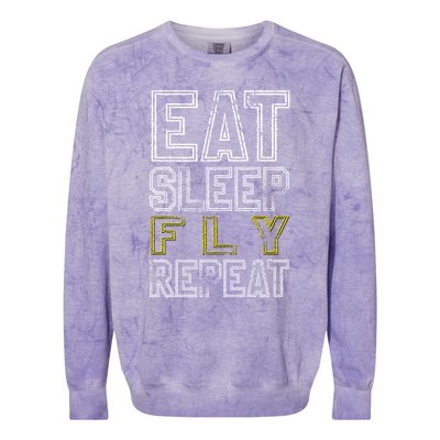 Eat Sleep Fly Repeat Gift Colorblast Crewneck Sweatshirt