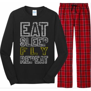 Eat Sleep Fly Repeat Gift Long Sleeve Pajama Set