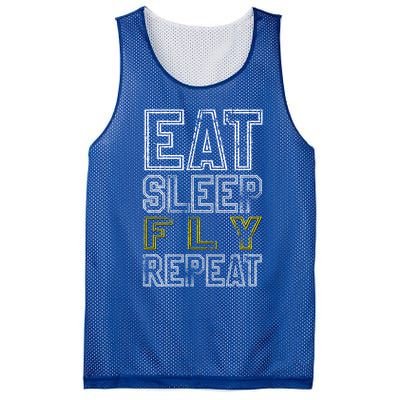 Eat Sleep Fly Repeat Gift Mesh Reversible Basketball Jersey Tank