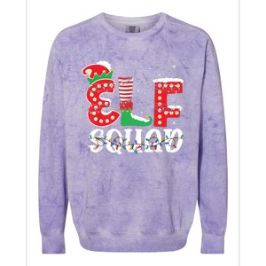 Elf Squad Funny Group Family Matching Christmas Pajamas Colorblast Crewneck Sweatshirt