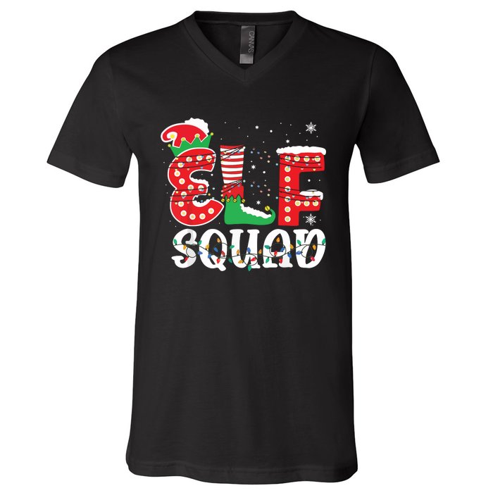 Elf Squad Funny Group Family Matching Christmas Pajamas V-Neck T-Shirt