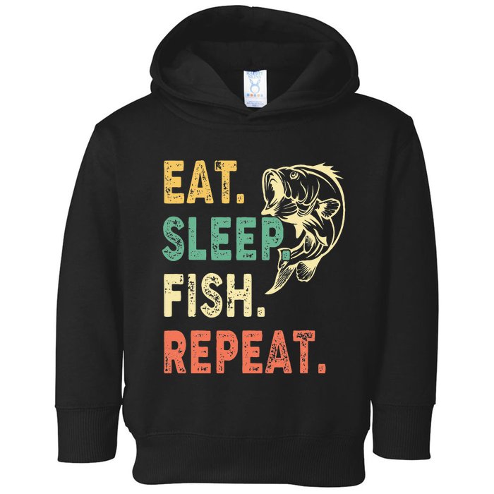 Eat Sleep Fish Repeat Retro Fishing Fisherman Gifts Toddler Hoodie