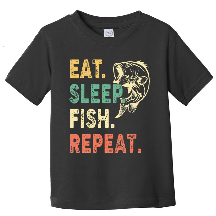 Eat Sleep Fish Repeat Retro Fishing Fisherman Gifts Toddler T-Shirt