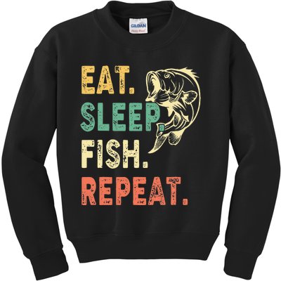 Eat Sleep Fish Repeat Retro Fishing Fisherman Gifts Kids Sweatshirt