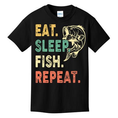 Eat Sleep Fish Repeat Retro Fishing Fisherman Gifts Kids T-Shirt