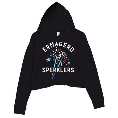Ermahgerd Sperklers Funny 4th Of July Fireworks Sparklers Gift Crop Fleece Hoodie