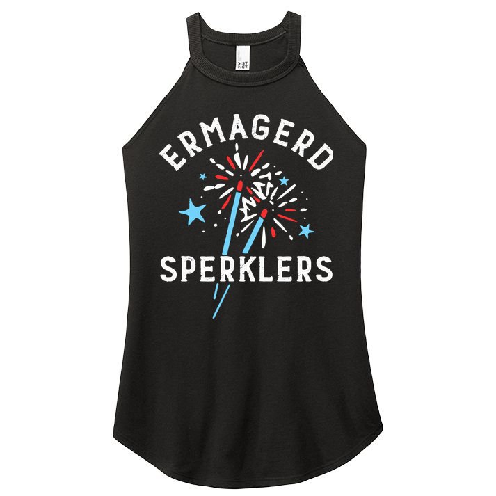 Ermahgerd Sperklers Funny 4th Of July Fireworks Sparklers Gift Women's Perfect Tri Rocker Tank